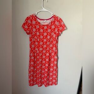 Boden Red Floral Short Sleeve Dress
